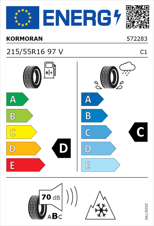 Tyre Label for Kormoran All Season 215/55R16 97V